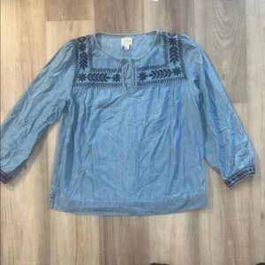 J. Crew Blue Embroidered Women's Top